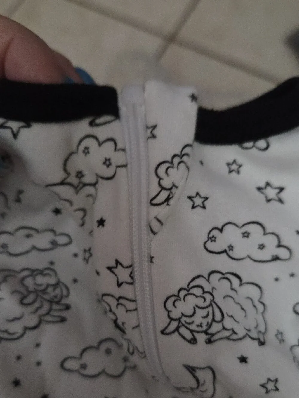 wonder nation White Footed One-Piece with Black Sleepy Sheep Print Newborn NWOT